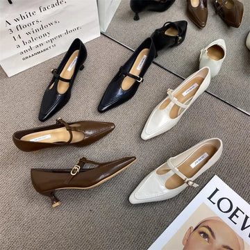 Xajzpa Summer Shoes Ladies Shallow Mouth Pointed Toe Autumn Soft 2025 Grandma New Fall Comfortable High Pumps Thin Heels Women Shoes Au